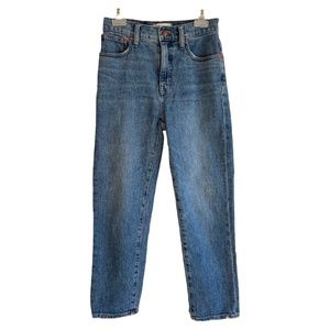 Madewell Classic High Rise Straight Leg Blue Jeans Light Distressed. Size 25